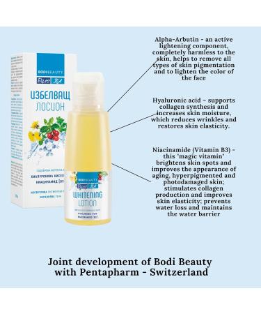 BODI BEAUTY LTD BA Brightening lotion whitening lotion for face with hyaluronic acid niacinamide chamomile cleanses the skin and brightens freckles facial care skin care 100 ml - Buy Online on GoSupps.com