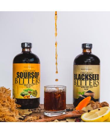 Gennaio Naturals Organic Blackseed Bitters and Soursop Bitters 16 oz Natural Digestive Support Supplement (2Pack)