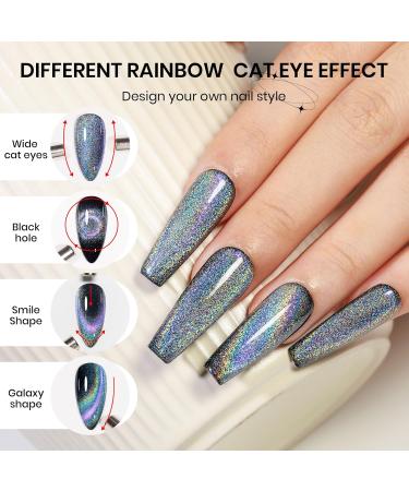 Buy Rainbow Cat Eye Gel Polish - 15ml Holographic 9D Effect Magnetic Stick for Iridescent Nail Art & DIY Manicures Soak Off with UV Lamp - International Shipping Available - Buy Online on GoSupps.com