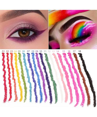 18 Colors Liquid Eyeliner Pencil High-pigment Rainbow Eyeliner Pen Waterproof Smudgeproof Quick Drying Long-Lasting Gel Eyeliner with Ultra-Fine Felt Tip Gift for Festival Christmas - Buy Online on GoSupps.com