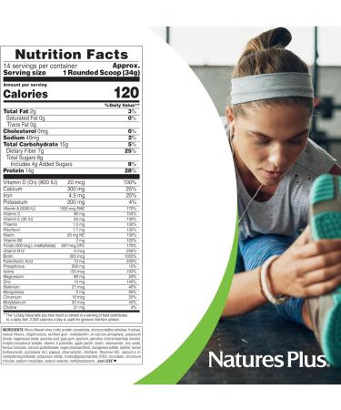 NaturesPlus SPIRU-TEIN WHEY Shake Vanilla - 1.05 lb - Whey Protein Powder - with Spirulina Vitamins & Minerals - Gluten Free - 14 Servings - Buy Online on GoSupps.com