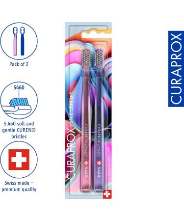 Curaprox CS 5460 Ultra Soft Manual Toothbrush - Special Edition Colorful Curls (2 Pack) | Best for Gentle Cleaning and Gum Care - Buy Online on GoSupps.com