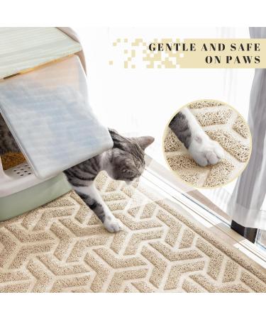 JanYoo Cat Litter Box Mat Kitty Premium PVC Pad Durable Trapping Rug Phthalate Free Urine-Resistant Scatter Control 90 x 60 CM Beige - Buy Online on GoSupps.com
