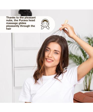 PURAVA Original Head Massager - Improved Design for Relaxation and Scalp Stimulation - Pack of 2 Silver + Wood - Buy Online on GoSupps.com