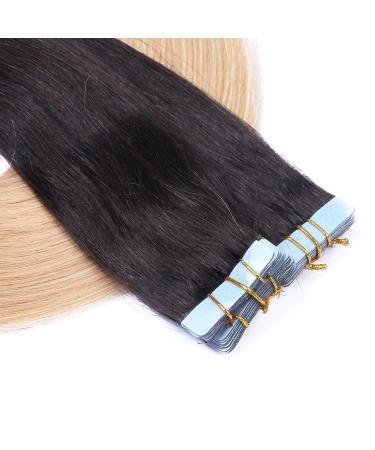 Premium Tape-In Hair Extensions - #1B/24 Ombre - 40cm - 100% Remy Real Hair - Tress by Novon Hair Extensions - Buy Online on GoSupps.com