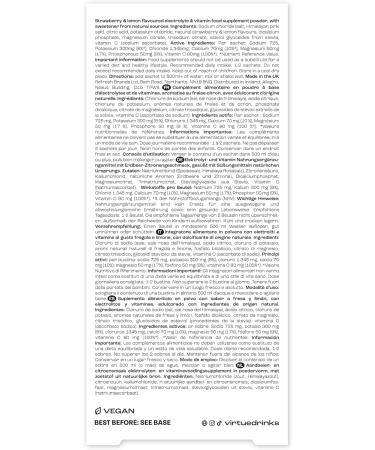 Virtue lectrolytes Sachets d hydratation | Z ro sucre | 6 lectrolytes sels min raux hydratants vitamine C (Pack de 16 Limonade Fraise) Limonade Fraise Sal e Pack de 16 - Buy Online on GoSupps.com