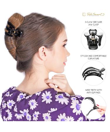 RC Roche Ornament 6 Pcs Premium Plastic Claw Jaw Clips Medium Black - Anti Slip Styling Barrettes for Women and Girls - Buy Online on GoSupps.com