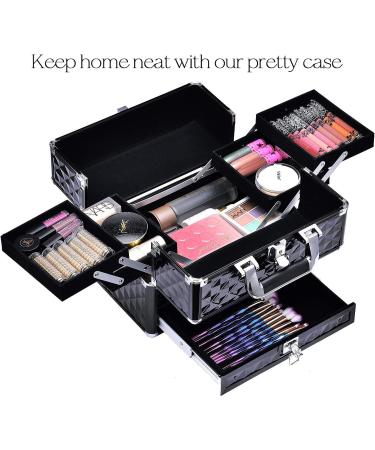 Joligrace Professional Travel Makeup Train Case with Drawer - Black - Buy Online on GoSupps.com