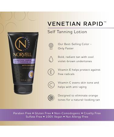 Norvell Venetian Rapid Sunless Self Tanner Lotion - 5 fl. oz | Achieve a Natural Perfect Tan at Home | Fast-Drying Streak-Free Glow - Buy Online on GoSupps.com