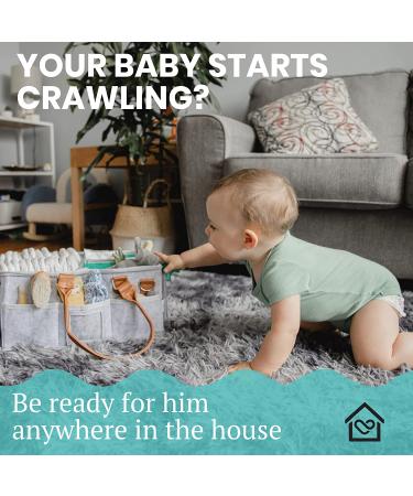Portable Diaper Caddy Storage Bag | Roll Lid & Dividers | Nursery Organizer for Changing Table, Car & Travel | Grey Baby Caddy - Buy Online on GoSupps.com