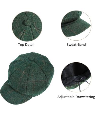 PanPacSight Women's Wool Newsboy Hat - Fall Cabbie Beret in Tweed Green - Buy Online on GoSupps.com