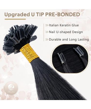 Benehair Nail Tip Hair Extensions 100% Real Human U Tip Hair Extensions 14Inches 50 Strands 1g/Strand#01 Jet Black 14Inches Jet Black - Buy Online on GoSupps.com