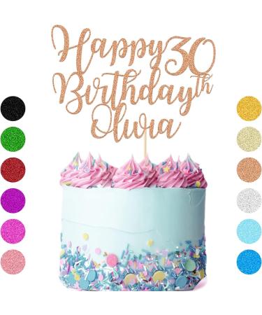 Personalised Cake Topper Happy Birthday Cake Topper Customised Cake Decoration Cake Toppers for 1st 10th 16th 18th 20th 21st 30th 40th 50th 60th 70th 80th with Any Name Age (Rose Gold) - Buy Online on GoSupps.com