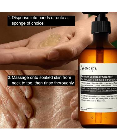 Aesop Geranium Leaf Body Cleanser | Aromatic Botanical Cleanser with Geranium Leaf & Citrus Rind | 500 mL / 16.9 oz Geranium 16.9 Fl Oz (Pack of 1) Bottle With Pump - Buy Online on GoSupps.com