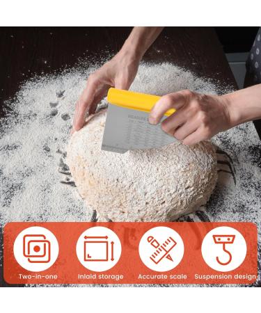 Abizarch 2 Pcs Dough Cutter Stainless Steel Pastry Scraper with Anti-Slip Handle 2 in 1 Dough Scraper and Cutter with Scale Ruler Multi-Purpose Food Scraper Tool for Baking Bread Cake Pizza Dough ZHAZ Blue+Huang - Buy Online on GoSupps.com