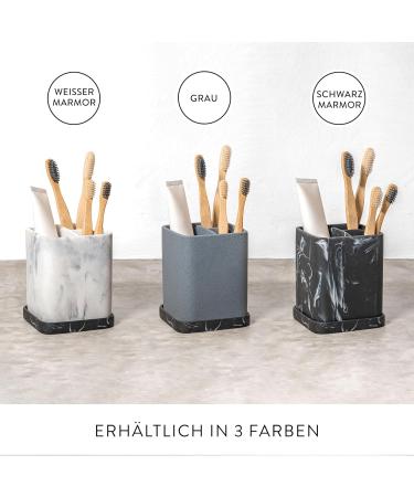 ZCCZ Bathroom Accessory - Elegant Toothbrush Holder in Black Marble Look | Square Tooth Cleaning Cup for Electric Toothbrushes & Cosmetics - Buy Online on GoSupps.com