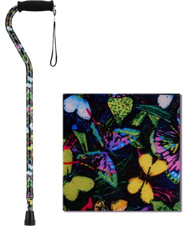 NOVA Designer Butterfly Walking Cane - Lightweight Offset Handle, Adjustable Stick with Carrying Strap - Buy Online on GoSupps.com