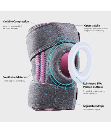 Leegosun Knee Braces For Men & Women Compression Knee Stabilizer Adjustable Knee Support Sleeve Enhanced Support Open Knee With Patella Gel Patella Stabilizer For Arthritis Meniscus Tear Injury Recovery Joint Pain Relief ACL Workout (Dark Grey) - Buy Online on GoSupps.com