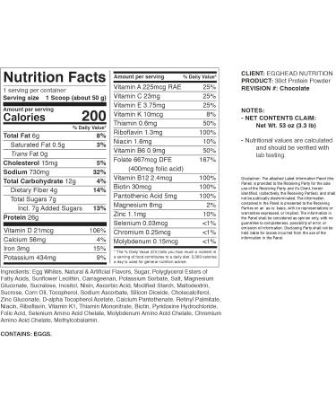 Egghead Nutrition Egg White Protein 24g - 3.3lb Non-Dairy Gluten-Free Non-GMO Chocolate - Premium USA Made - Buy Online on GoSupps.com