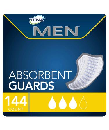 Tena Incontinence Guards for Men, Moderate Absorbency, 144 Count (3 Packs of 48) 48 Count (Pack of 3)