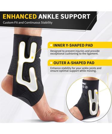 CAMBIVO Adjustable Ankle Brace for Sprains & Injury Recovery - Compression Strap Stabilizer for Men & Women (Large - Left Foot Black - Buy Online on GoSupps.com