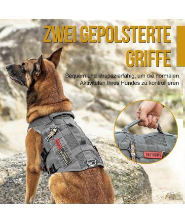 Oneigris No-Pull Dog Harness - Aire Mesh Adjustable Safety Vest for Large/Medium Dogs | Ultra Breathable with 2 Handles - Gray Size L (Neck: 45-63cm Breast: 68-91cm) - Buy Online on GoSupps.com