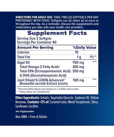 Osteo Bi-Flex Advanced Omega-3 Joint Complex, Plant-Based Algae Oil, Joint Support Supplement, 80 Count Softgels - Buy Online on GoSupps.com