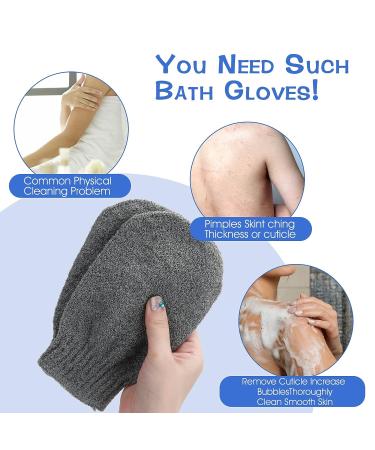 Sibba 2 Pairs Exfoliating Gloves - Body Scrubber for Dirt and Dead Skin Removal - Shower Bath Exfoliator for Tan Removal & Keratosis Pilaris - Grey - Buy Online on GoSupps.com