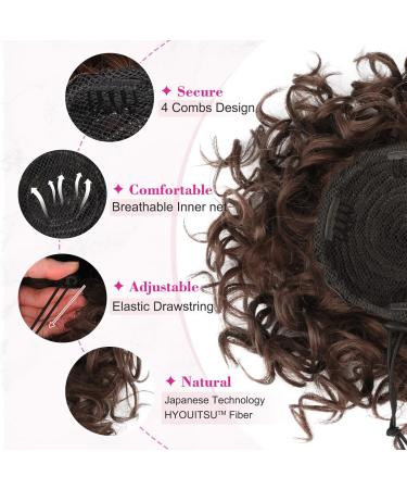 REECHO Golden Brown Wavy Messy Bun Hair Extension for Women | Large Curly Wave Updo Hairpiece - Buy Online on GoSupps.com