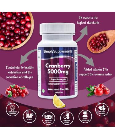 Cranberry Tablets 5000mg with Vitamin C - 120 Tablets for Immune Support | Herbal Supplement - Buy Online on GoSupps.com