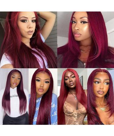 ULRICA 13x4 HD Lace Front Burgundy Wig - Pre Plucked Wine Red Straight Human Hair 150% Density - Buy Online on GoSupps.com