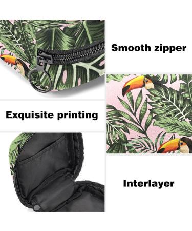 Jungle Palm Monstera Leaves Sanitary Napkin Storage Bag | Portable Menstrual Cup Holder for Women & Teens - Stylish Design - Buy Online on GoSupps.com