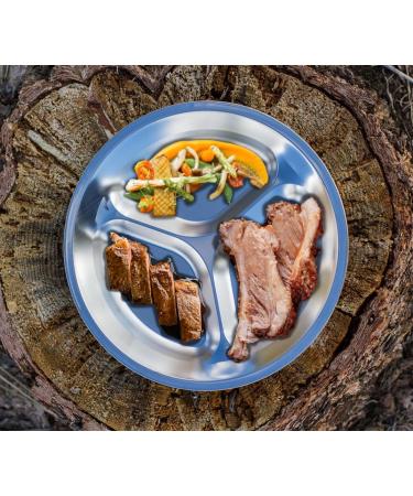 Stainless Steel Plate Set - 8.25 Ultra-Portable Dinnerware Set of 3 Sectioned Plates | BPA Free | Ideal for Outdoor Camping, Hiking, Picnic, BBQ, Beach | Includes Mesh Travel Bag - Buy Online on GoSupps.com