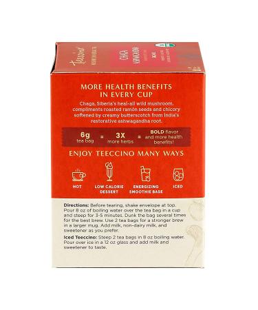 Buy Teeccino Organic Mushroom Herbal Tea - Chaga & Ashwagandha, Caffeine-Free, 10 Bags - Buy Online on GoSupps.com