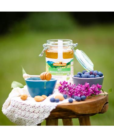 Organic lime blossom honey from ImkerPur 1 kg in a reused storage jar natural finely fruity with a refreshing lemon note - Buy Online on GoSupps.com