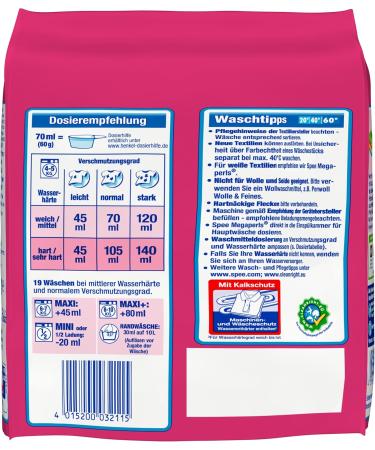 Spee Megaperls Color Washing Powder - 19 Wash Loads 4+1 Formula for Purity & Freshness Eco-Friendly Detergent (1.14 kg) - Buy Online on GoSupps.com