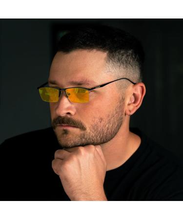 AmberSleep Amber Yellow Tinted Blue Light Blocking Glasses - Non-Prescription Anti-Glare UV Protection for Eye Strain Relief Sleep Improvement & Gaming - International Shipping Available - Buy Online on GoSupps.com