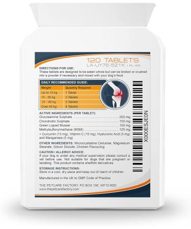 Advanced Joint Support Supplement for Dogs | Glucosamine, Chondroitin, MSM, Green Lipped Mussel & Curcumin | 120 Tablets | UK Manufactured - Buy Online on GoSupps.com