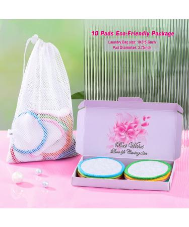 Samtone Reusable Makeup Remover Pads 10 Pack - 100% Organic Cotton Rounds with Laundry Bag and Gift Box - Eco-Friendly Bamboo Face Cleansing Pads - Washable and Sustainable - 10 Colors - Buy Online on GoSupps.com