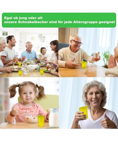 3x Beak Cup Set with Lids - 250ml Yellow Drinking Cups for Seniors & Babies - 2 Openings (12x10mm & 4x4mm) - Buy Online on GoSupps.com
