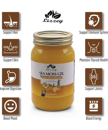 Lizzey Organic Pineapple Sea Moss Gel with Turmeric & Ginger - Immune & Digestive Support Superfood - Buy Online on GoSupps.com