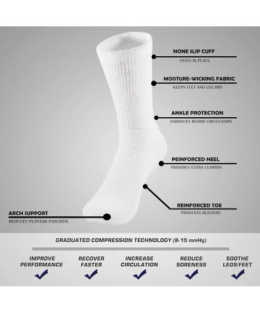 NevEND Diabetic Socks 6-Pack | Loose Fit Non-Binding Cotton Crew | Men Women 10-13 White - Buy Online on GoSupps.com