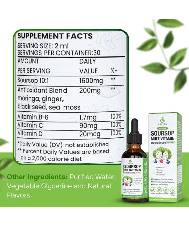 2 Pack Soursop Graviola Liquid Drops 1800mg Organic Soursop Bitters Liquid Antioxidant Blend Sea Moss Vitamin B6 C D3 Pure Leaf Extract Immunity Support 98% Absorption Vegan 4fl oz 2 Fl Oz (Pack of 2) - Buy Online on GoSupps.com