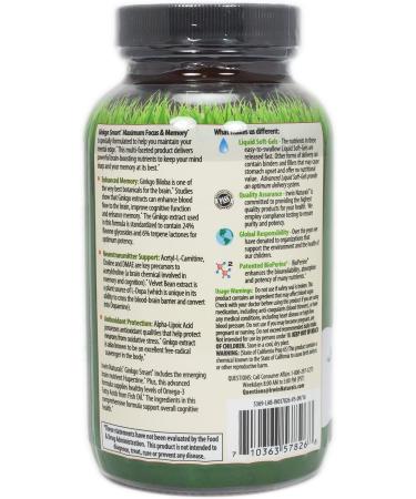 Irwin Naturals Ginkgo Smart - Maximum Focus & Memory 120 Liquid Soft-Gels - Buy Online on GoSupps.com