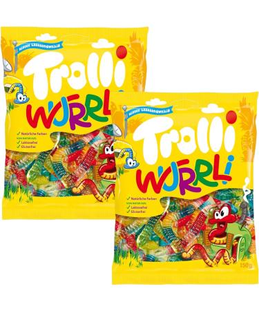 Trolli Wurrli Gummy Sweet Worms 6 Irresistible Gummy Fruity Flavours 150g - 2x Share Bags - Buy Online on GoSupps.com