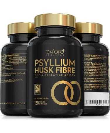 Psyllium Husk Fiber Supplement 1460mg | Prebiotic Soluble Fiber for Easy Digestion - 120 Vegan Capsules | Natural Constipation Relief - 100% Plantago ovata - Buy Online on GoSupps.com