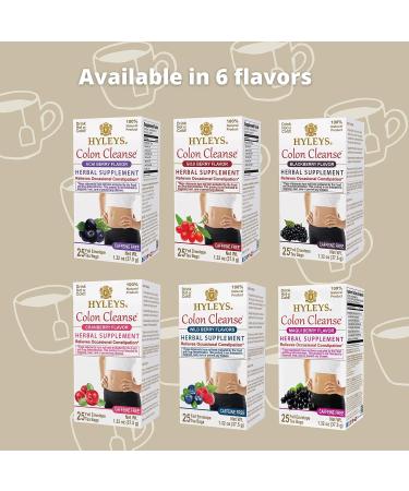 HYLEYS Tea Wellness Colon Cleanse Acai Berry 25 Tea Bags - 1 Pack | Acai Berry - 25 Count | Detox Tea for Digestive Health - Buy Online on GoSupps.com
