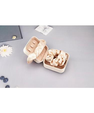 2 Pcs Premium Silk Scrunchies Set in Champagne Gold - Soft Satin Ponytail Holders for Women - Elastic Hair Ties for Long, Fine, Thick, Curly Hair - Buy Online on GoSupps.com