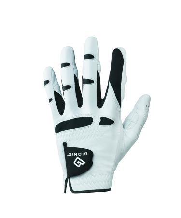 BIONIC Gloves Mens StableGrip Golf Glove W/Patented Natural Fit Technology Made from Long Lasting, Durable Genuine Cabretta Leather, White, Large
