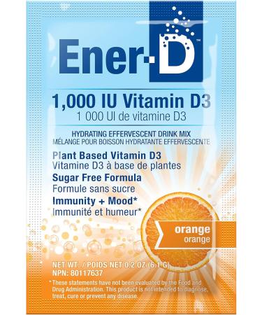 Ener-D Sugar Free Orange Multivitamin Drink Mix 1000 IU Vitamin D Zinc Non-GMO Vegan Real Fruit Juice Powders Natural Immunity Support Electrolytes Gluten Free 1-Pack of 24 Orange 24 count (Pack of 1) - Buy Online on GoSupps.com
